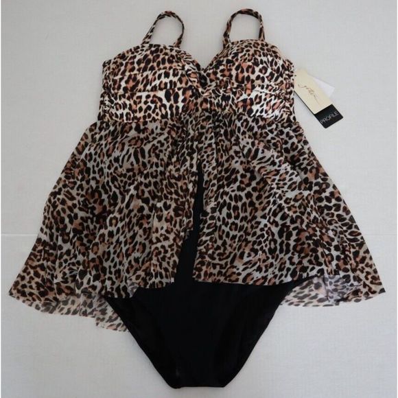 Profile x Gottex Plus Sz 18W Leopard Printed Flyaway One Piece Swimsuit $178 - Picture 1 of 9